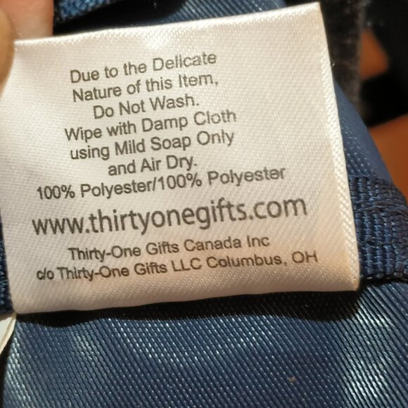 Thirty-One Canvas Lunch Tote Set of 2 Blue with Mesh Side Pockets - Picture 8 of 8